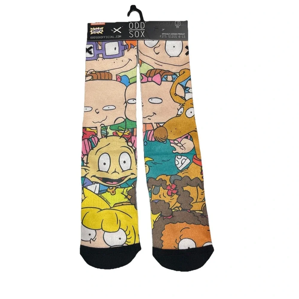 NEW‎ Odd Sox Unisex Crew Socks Rugrats 6-13 Orange Nickelodeon Cartoon Retro